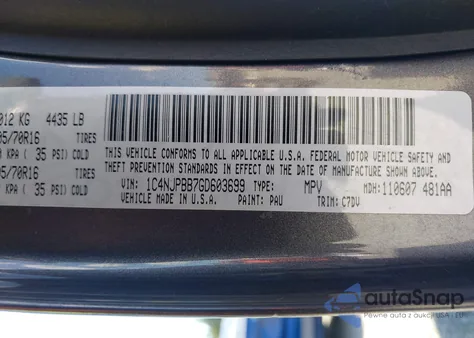 2016 Jeep Patriot Sport from USA, damaged, VIN 1C4NJPBB7GD603699